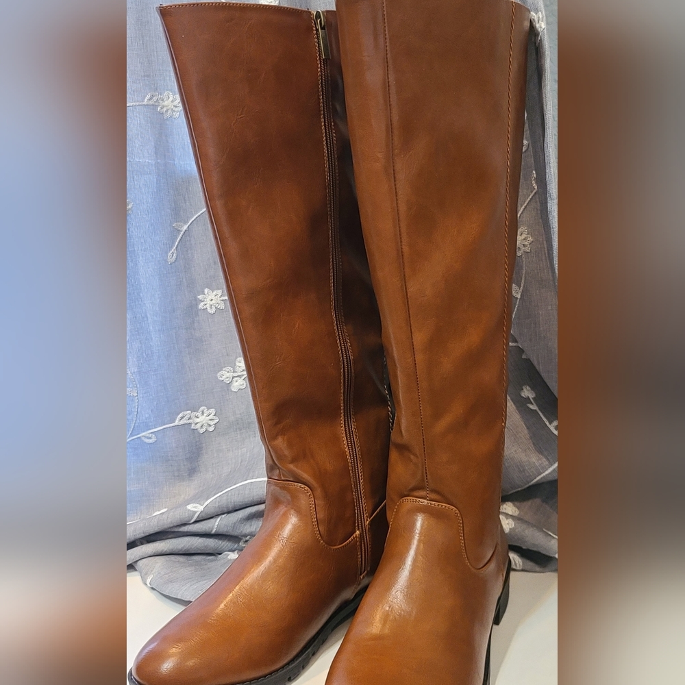 Tall inside calf zip Boots tan ComfortView size 12W
